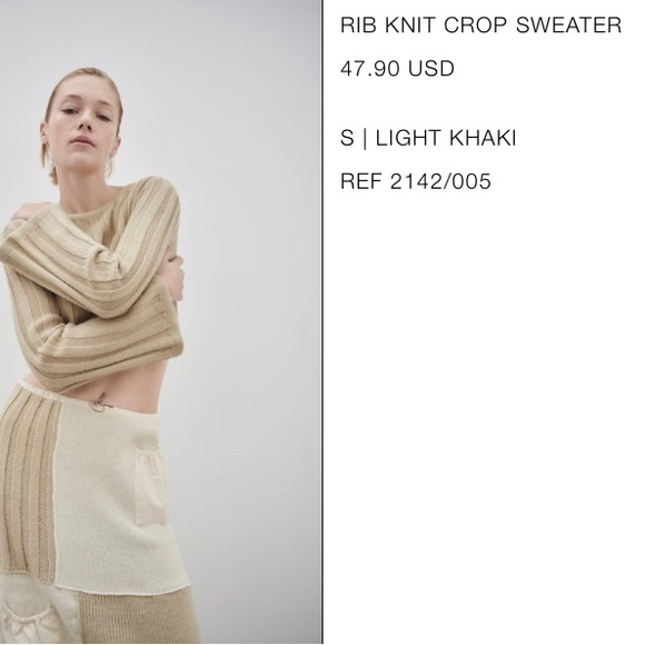 Zara Tops - Zara Rib Knit Crop Sweater REF 2142/005